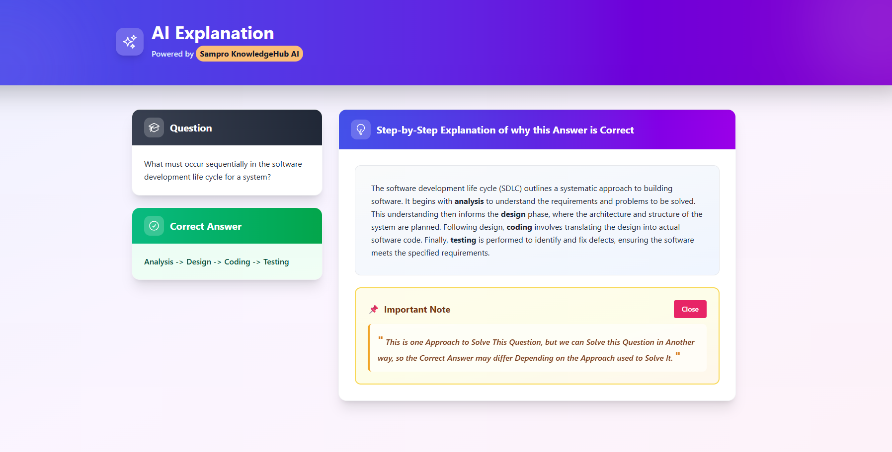 AI Step-by-Step Explanation powered by Sampro KnowledgeHub AI